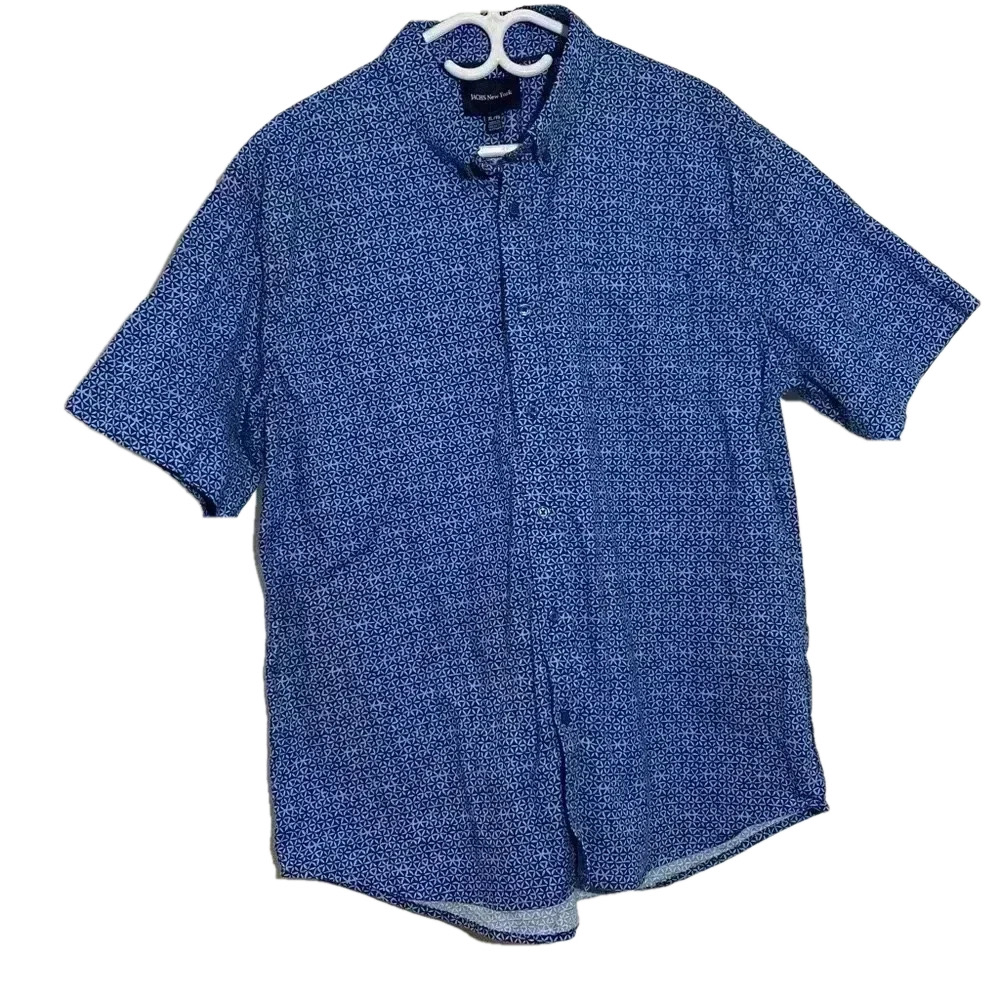 Jachs New York men blue button up short  sleeve casual shirt size XL